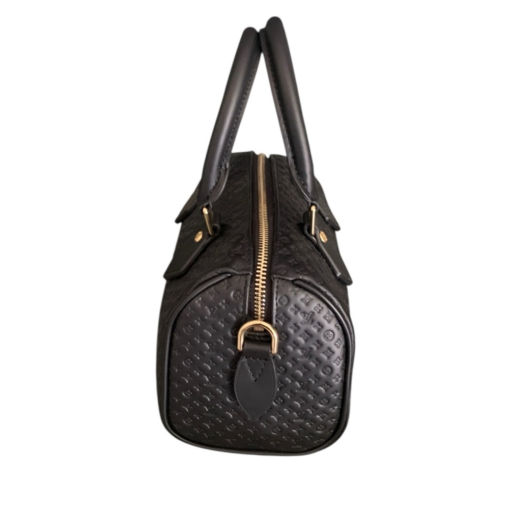 🆕Louis Vuitton Style NanoGram Monogram Embossed Leather Speedy Bandouliere 20🆕 - Picture 6 of 13